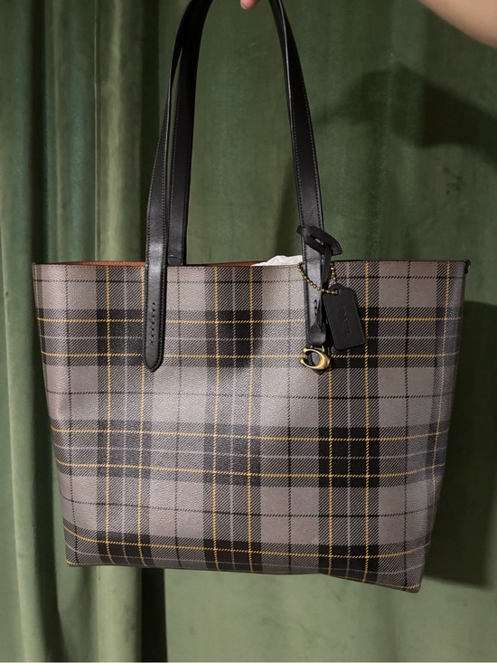 Coach Handbags - COACH Highline Tote in a Black Multi Plaid Print